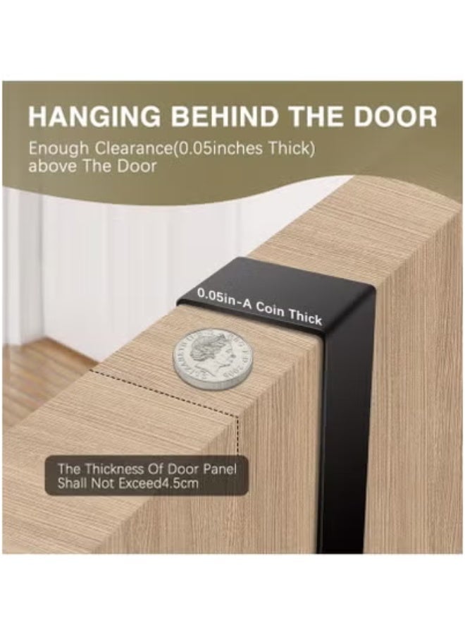 جاكت وحدة تخزين مزدوجة الطبقات مُحسّنة مع 6 خطافات - طول الذراع 40 سم (بدون براغي - تركيب مباشر بالضغط) علاقة خطافات فوق الباب - Image 3