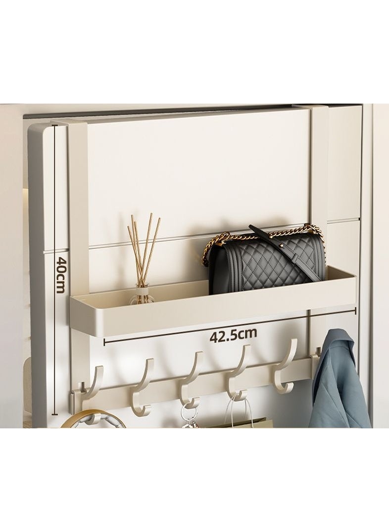 جاكت وحدة تخزين مزدوجة الطبقات مُحسّنة مع 6 خطافات - طول الذراع 40 سم (بدون براغي - تركيب مباشر بالضغط) علاقة خطافات فوق الباب - Image 1