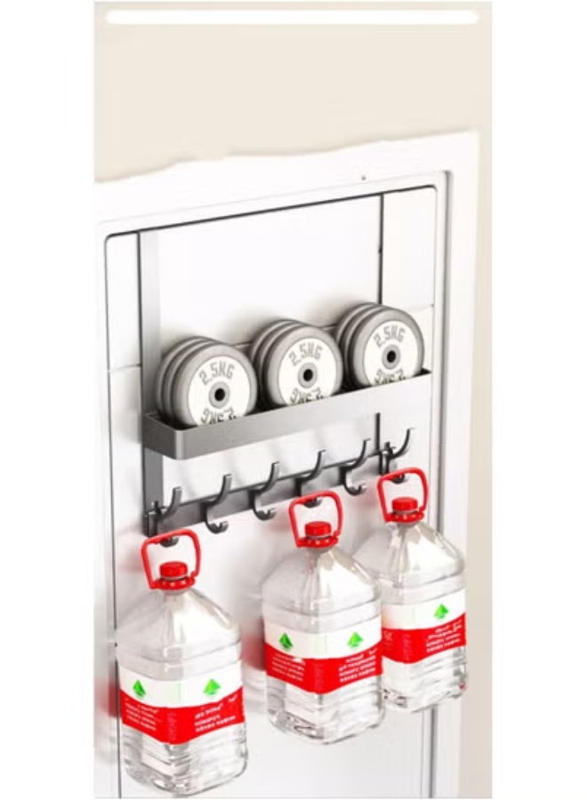 جاكت وحدة تخزين مزدوجة الطبقات مُحسّنة مع 6 خطافات - طول الذراع 40 سم (بدون براغي - تركيب مباشر بالضغط) علاقة خطافات فوق الباب - Image 2