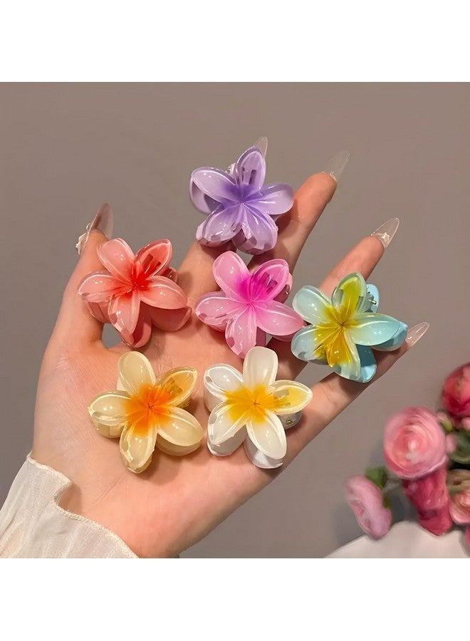 Pactiv 6 Pieces Floral Hair Claw Clips Set - Elegant, Minimalist, Multi-Colored Hair Accessories with Flower Shapes - Suitable for Women Ages 14+, Various Sizes, Spring and Summer Fashion Essentials - Image 1
