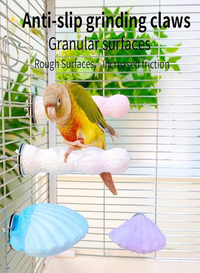 YOOSO WING Bird Perches for Cage, Abrasive Surface High Calcium Mineral Parrot Perch Stand - Bird Nail File for Claw & Beak Health, Colorful Ceramic Bird Cage Accessories (Green, Coral) - Image 3