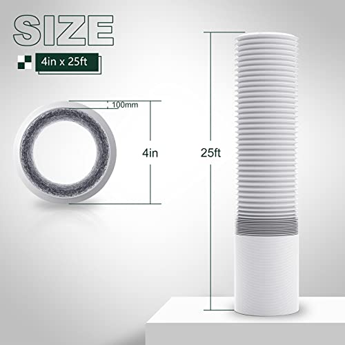Flehomo 4Inch 25Ft Aluminum Ducting, Flexible Heavy Duty 4 Layer Protection Ducting Vent Hose for HVAC Ventilation and Exhaust, Duct Fan System, White - Image 2