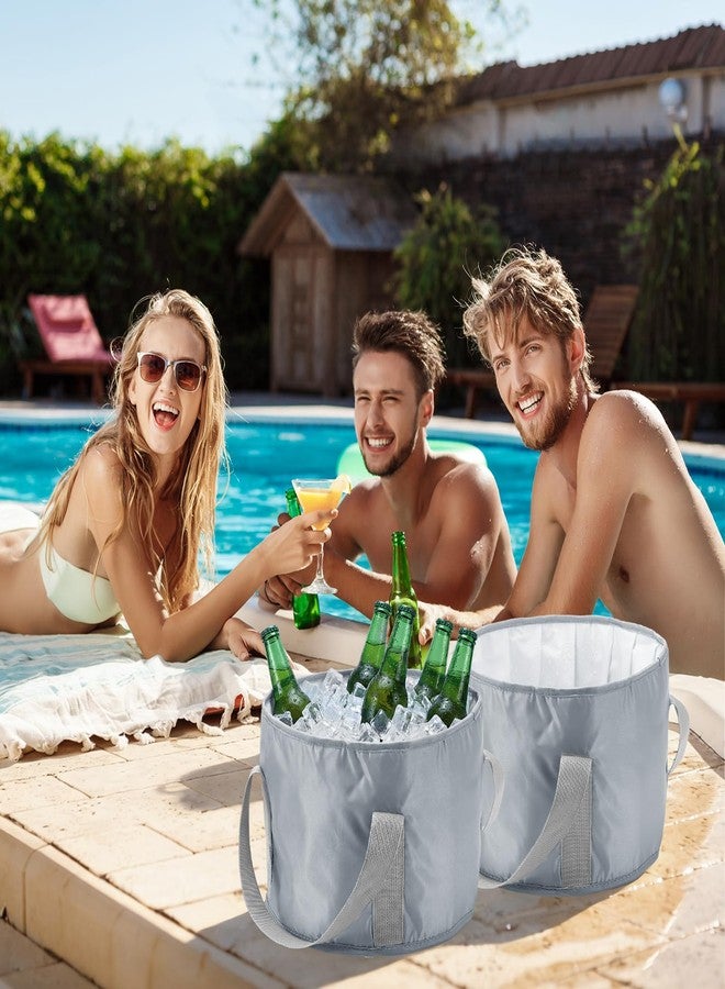 Reallnaive 2 Pcs Cooling Ice Bucket for Parties 15L Large Folding Cooler Capacity Foldable Ice Bucket with Storage Bag for Summer Party Keeping Drinks Tube for Cold or Warm for Camping Beach(Grey) - Image 5