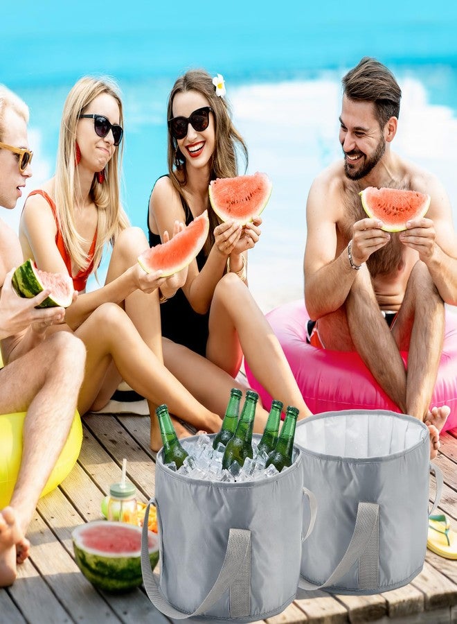 Reallnaive 2 Pcs Cooling Ice Bucket for Parties 15L Large Folding Cooler Capacity Foldable Ice Bucket with Storage Bag for Summer Party Keeping Drinks Tube for Cold or Warm for Camping Beach(Grey) - Image 4