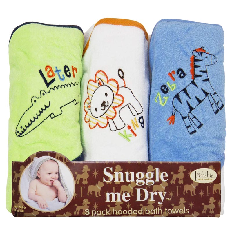 Frenchie Mini Couture Frenchie Mini Couture Hooded Bath Towels for Babies 80 Cotton20 Polyester Wild Animal Design Baby Bath Towel Set Boy Pack of 3 