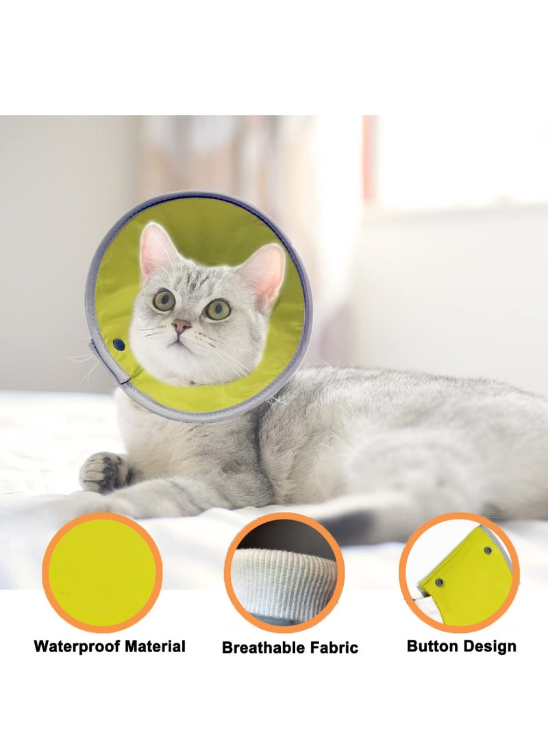 KASTWAVE - Cat Recovery Collar,Soft and Comfy  Collar for Cats - Adjustable Neck Cone for Cats and Kittens After Surgery - Breathable and Lightweight Cat Cone Collar (Yellow Green, Small) - Image 1