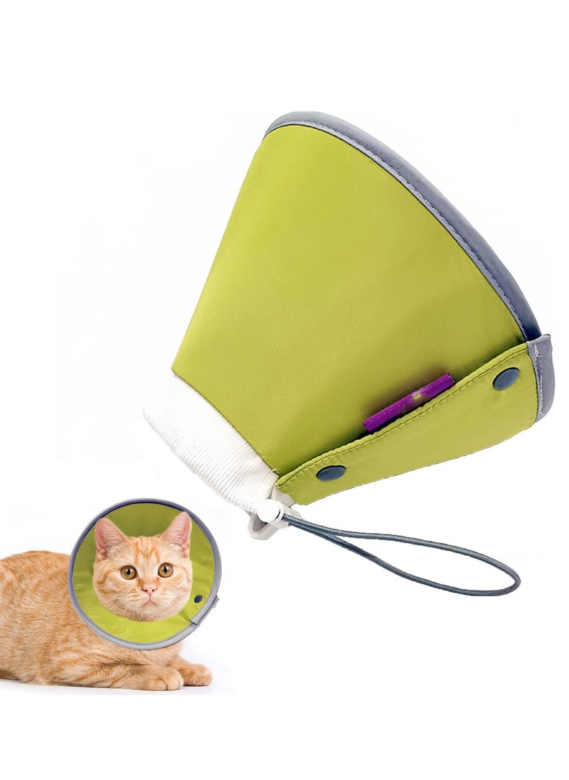 KASTWAVE - Cat Recovery Collar,Soft and Comfy  Collar for Cats - Adjustable Neck Cone for Cats and Kittens After Surgery - Breathable and Lightweight Cat Cone Collar (Yellow Green, Small) - Image 1