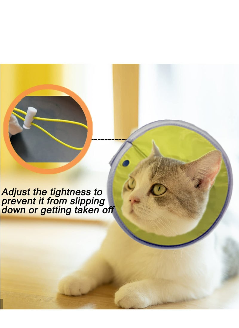 KASTWAVE - Cat Recovery Collar,Soft and Comfy  Collar for Cats - Adjustable Neck Cone for Cats and Kittens After Surgery - Breathable and Lightweight Cat Cone Collar (Yellow Green, Small) - Image 1