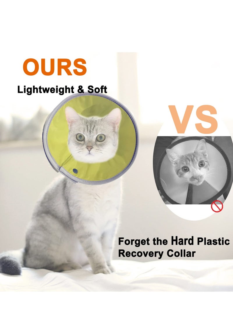 KASTWAVE - Cat Recovery Collar,Soft and Comfy  Collar for Cats - Adjustable Neck Cone for Cats and Kittens After Surgery - Breathable and Lightweight Cat Cone Collar (Yellow Green, Small) - Image 1