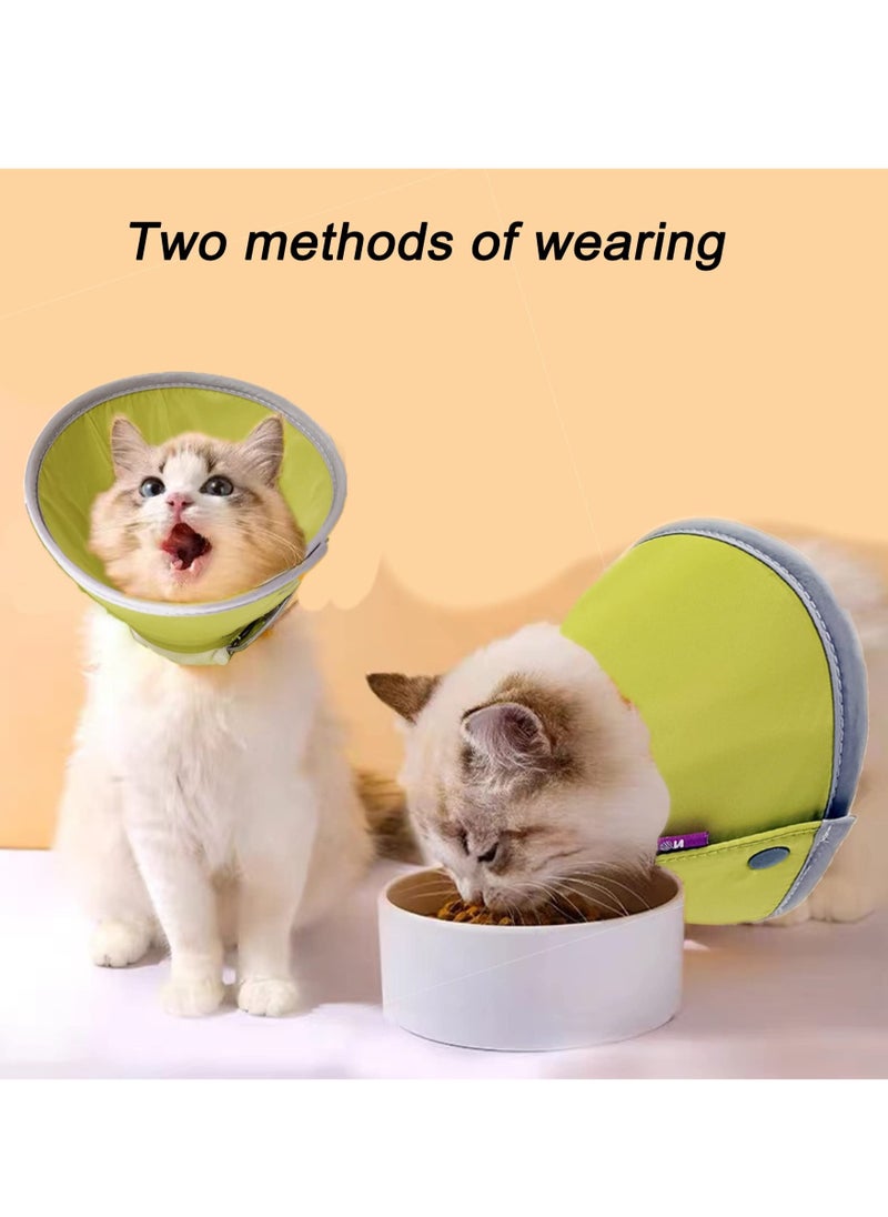 KASTWAVE - Cat Recovery Collar,Soft and Comfy  Collar for Cats - Adjustable Neck Cone for Cats and Kittens After Surgery - Breathable and Lightweight Cat Cone Collar (Yellow Green, Small) - Image 1