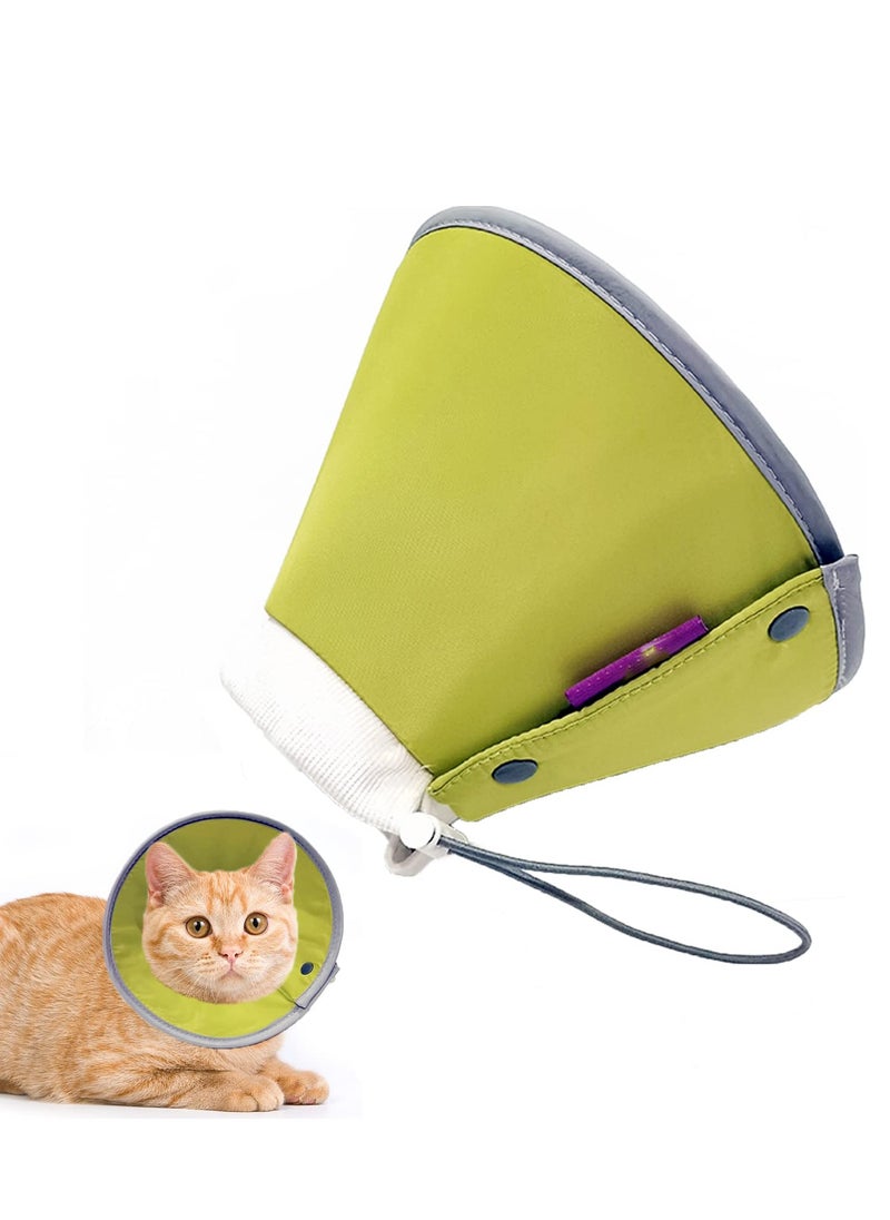 KASTWAVE - Cat Recovery Collar,Soft and Comfy  Collar for Cats - Adjustable Neck Cone for Cats and Kittens After Surgery - Breathable and Lightweight Cat Cone Collar (Yellow Green, Small) - Image 1