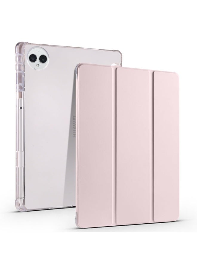 eGreen99 for HUAWEI MatePad Pro 12.2 （2024 / 2025）Case Cover,Transparent Airbag For Anti Drop, Tablet Protective Cover, Triple Fold Multi Angle Design, Automatic Wake-up/sleep, Soft Leather,Pink - Image 1