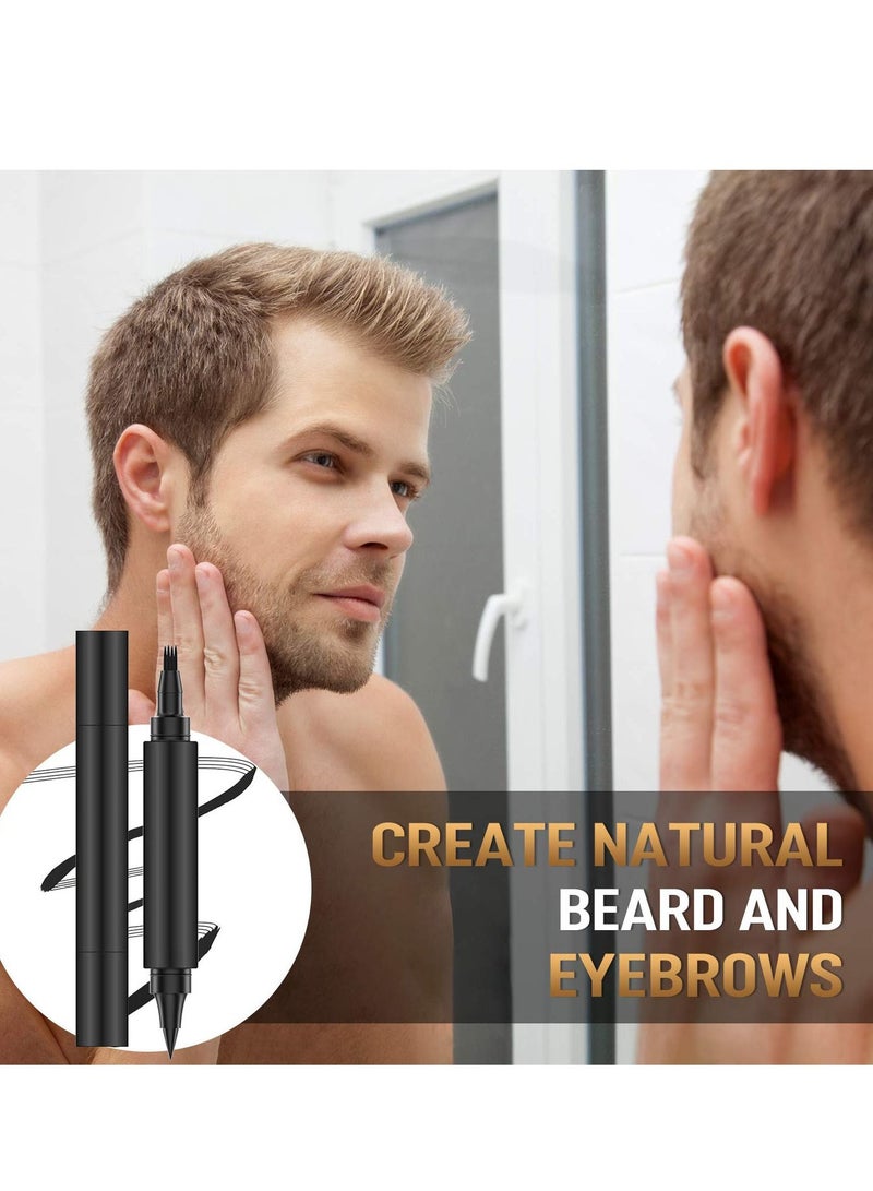 Generic Waterproof Double Headed Beard Filling Pen Set Dark Brown  - Image 5