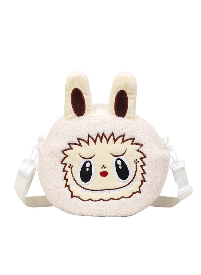 LABUBU New white LABUBU doll messenger bag handbag plush bag children's decorative bag  - Image 1