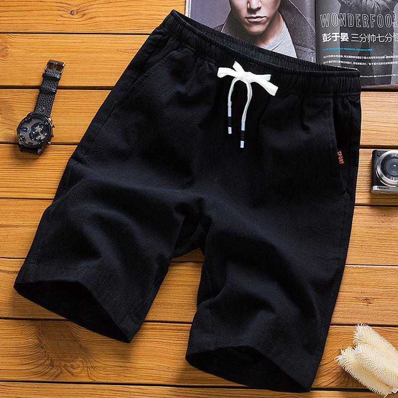 Cotton and Linen Shorts Men's Thin Cotton and Linen 5-6 Pants Plus Size Casual Sports Pants Summer Plus Size Beach Pants - Image 3