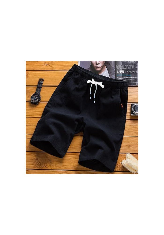 Cotton and Linen Shorts Men's Thin Cotton and Linen 5-6 Pants Plus Size Casual Sports Pants Summer Plus Size Beach Pants - Image 1