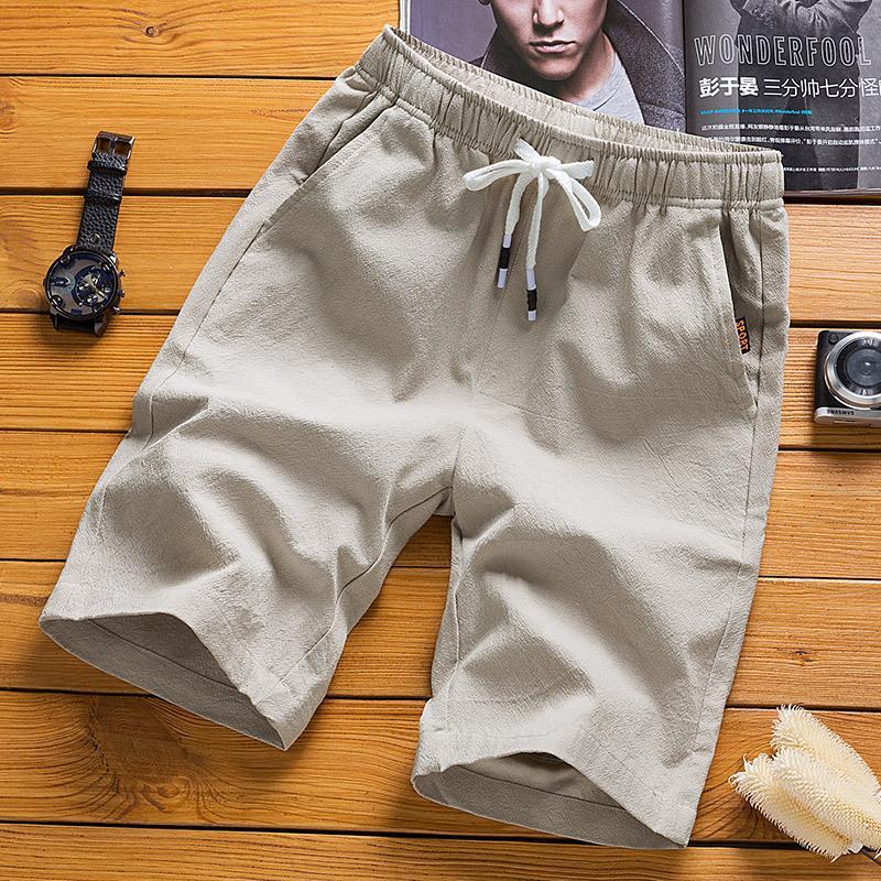 Cotton and Linen Shorts Men's Thin Cotton and Linen 5-6 Pants Plus Size Casual Sports Pants Summer Plus Size Beach Pants - Image 5