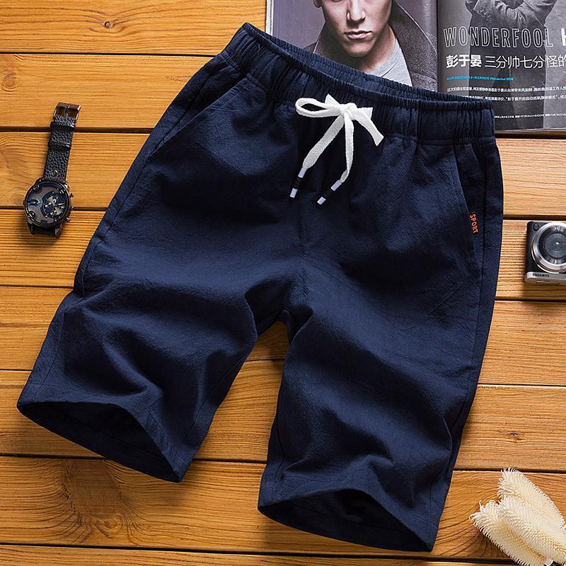 Cotton and Linen Shorts Men's Thin Cotton and Linen 5-6 Pants Plus Size Casual Sports Pants Summer Plus Size Beach Pants - Image 4