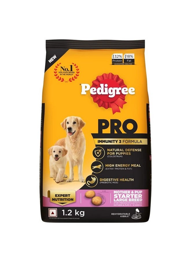 Pedigree Pedigree PRO Mother & Pup Starter (3-12 Weeks) Large Breed Dry Dog Food, 1.2 kg, High-Protein Dog Food, Expert Nutrition with 33%* More Nutrients  - Image 1