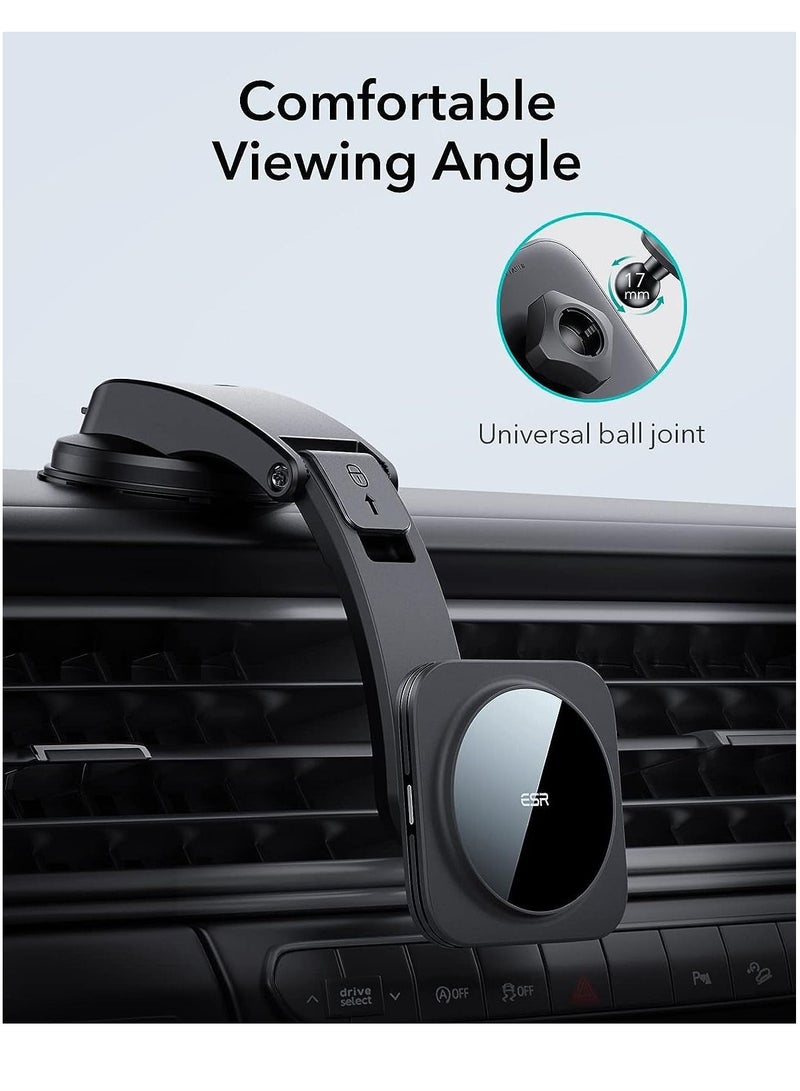 Dashboard MagSafe Car Charger Fast Charging for HaloLock Magnetic Wireless Car Charger Dashboard Mount Compatible with Caseless iPhone 14/13/12 Series and Magnetic Cases Black