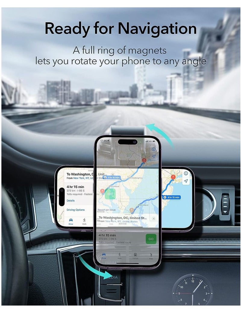 Dashboard MagSafe Car Charger Fast Charging for HaloLock Magnetic Wireless Car Charger Dashboard Mount Compatible with Caseless iPhone 14/13/12 Series and Magnetic Cases Black