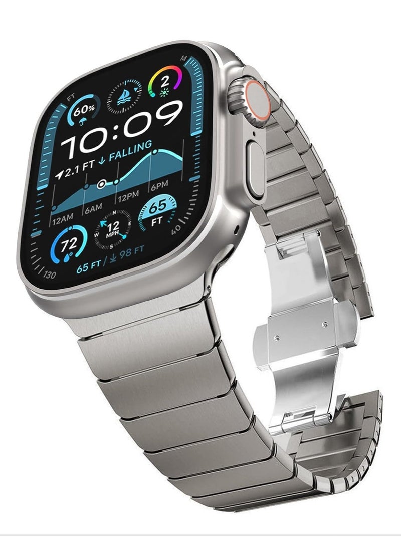 ELTRAZONE Stainless Steel Strap for iWatch 49mm 46mm 45mm 44mm 42mm – Durable Replacement Band for Apple Watch Ultra 3 | Ultra 2 | Ultra | Series 10 9 8 7 SE 6 5 4 3 2 1 – Premium Waterproof Titanium Band with Sleek Metal Design, Adjustable for All Wrist Sizes - Image 1