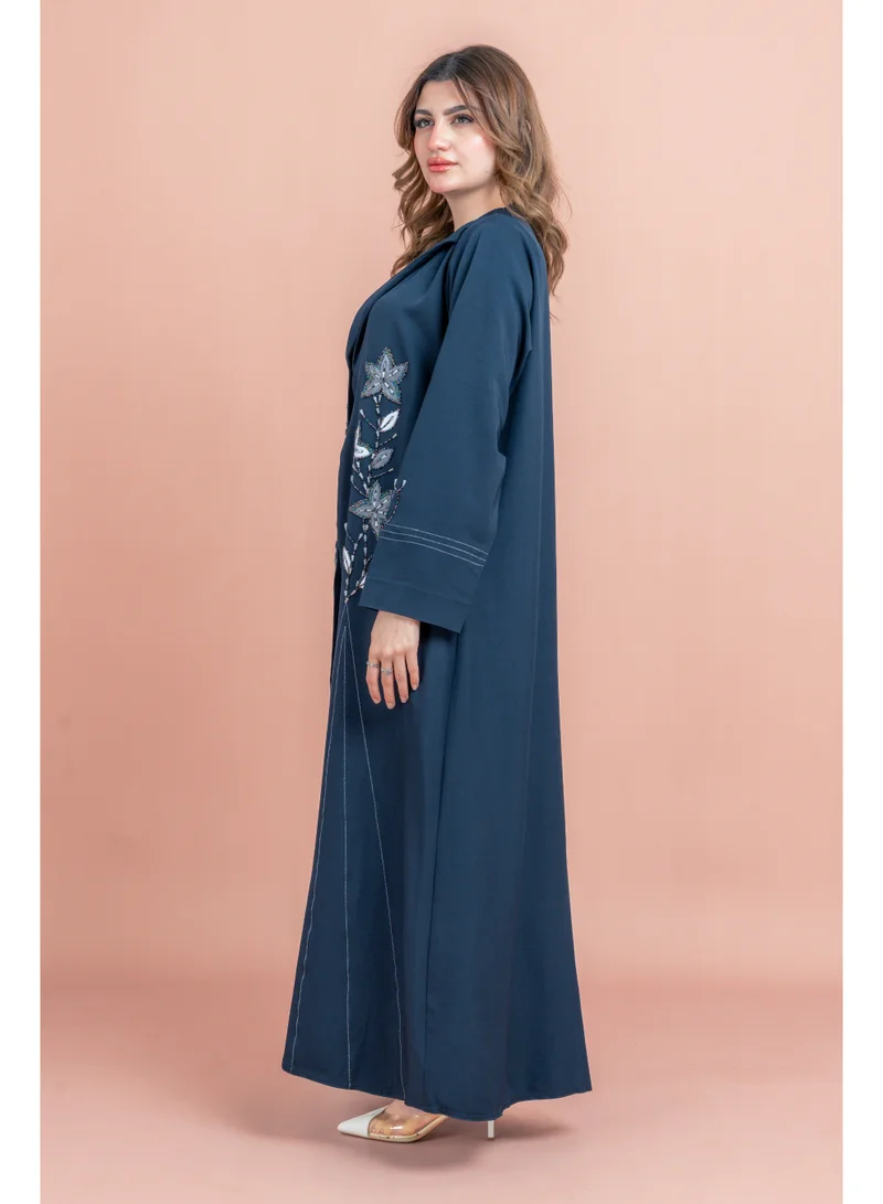 IKKXA Traditional Crystal Floral Design Abaya