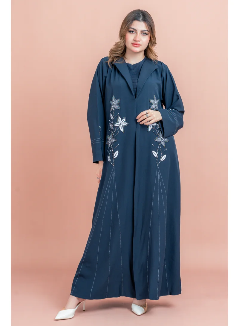 IKKXA Traditional Crystal Floral Design Abaya