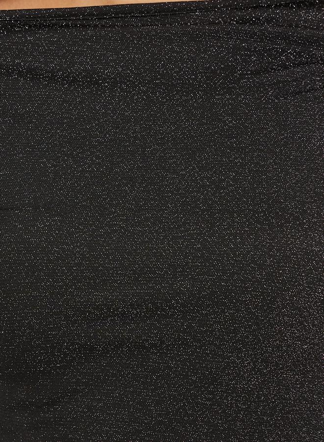 Styli Glittered Asymmetrical Neckline Fitted Top  - Image 3