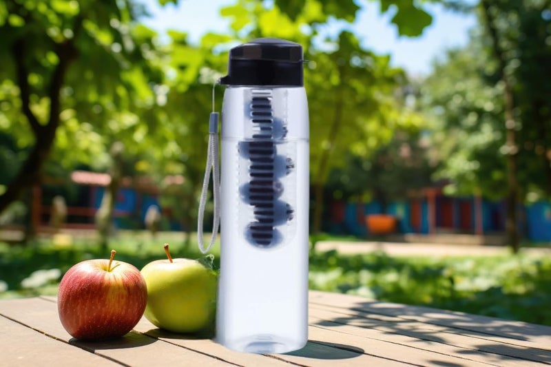 GOPI Infuse Plastic Water Bottle, 800 ml, Black, Set of 2 | Detox Bottle with Infuser Chamber | Leakproof Plastic Bottle with Wide Mouth Opening | Ideal for Gym, Office, Travel - Image 3