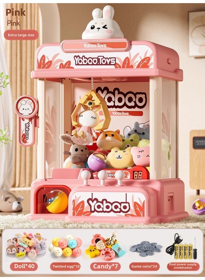 2024 Children's Grab Doll Machine Clip Doll Large Small Household Mini Gashapon Toy Gift For Boys And Girls-color:Light Version [large Size Luxury Model - Toffee Rabbit] Comes With 7 Candies + 40 Dolls + 10 Gashapon + Dual Power Supply - Image 1