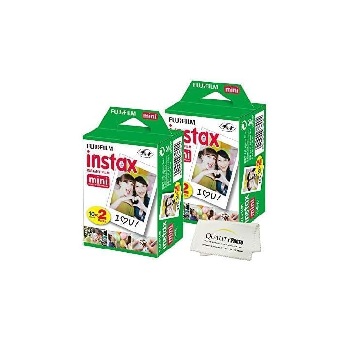 Fujifilm INSTAX Mini Instant Film (White) for Fujifilm Mini 8,9,11,12 Cameras w/Microfiber Cloth by Quality (40 Prints) - Image 1