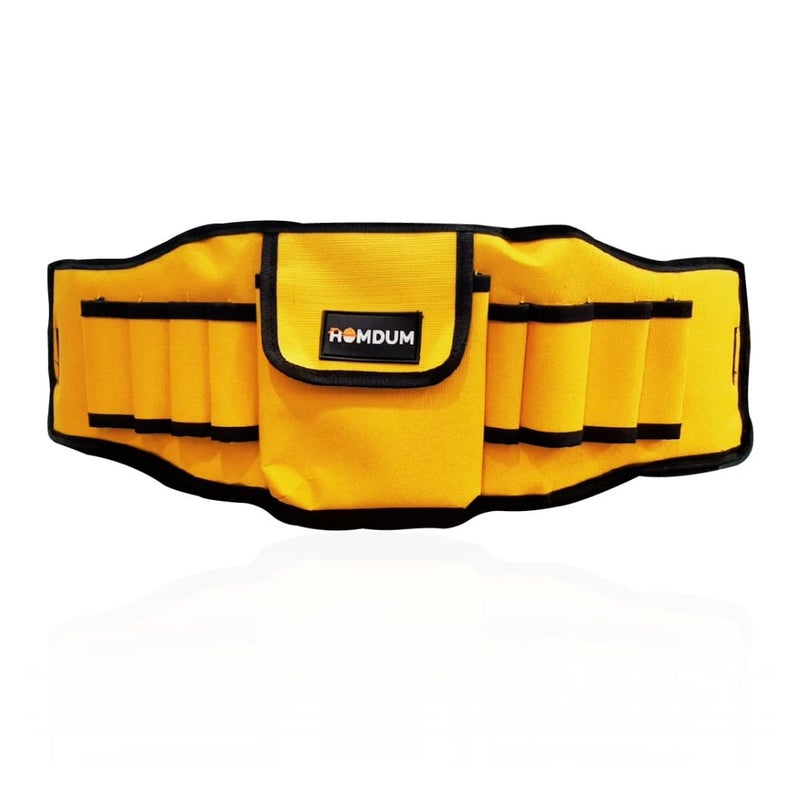 Homdum حزام أدوات بطول 20 بوصة متين متعدد الجيوب لحقيبة تخزين الأدوات القماشية بطول قابل للتعديل 20 بوصة باللون الأسود لحمل يدوي منظم للكهربائيين والفنيين (أصفر/أسود) - Image 2