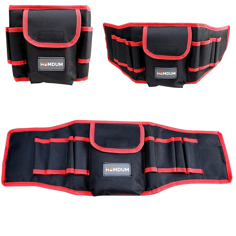 Homdum حزام أدوات بطول 20 بوصة متين متعدد الجيوب لحقيبة تخزين الأدوات القماشية بطول قابل للتعديل 20 بوصة باللون الأسود لحمل يدوي منظم للكهربائيين والفنيين (أصفر/أسود) - Image 3