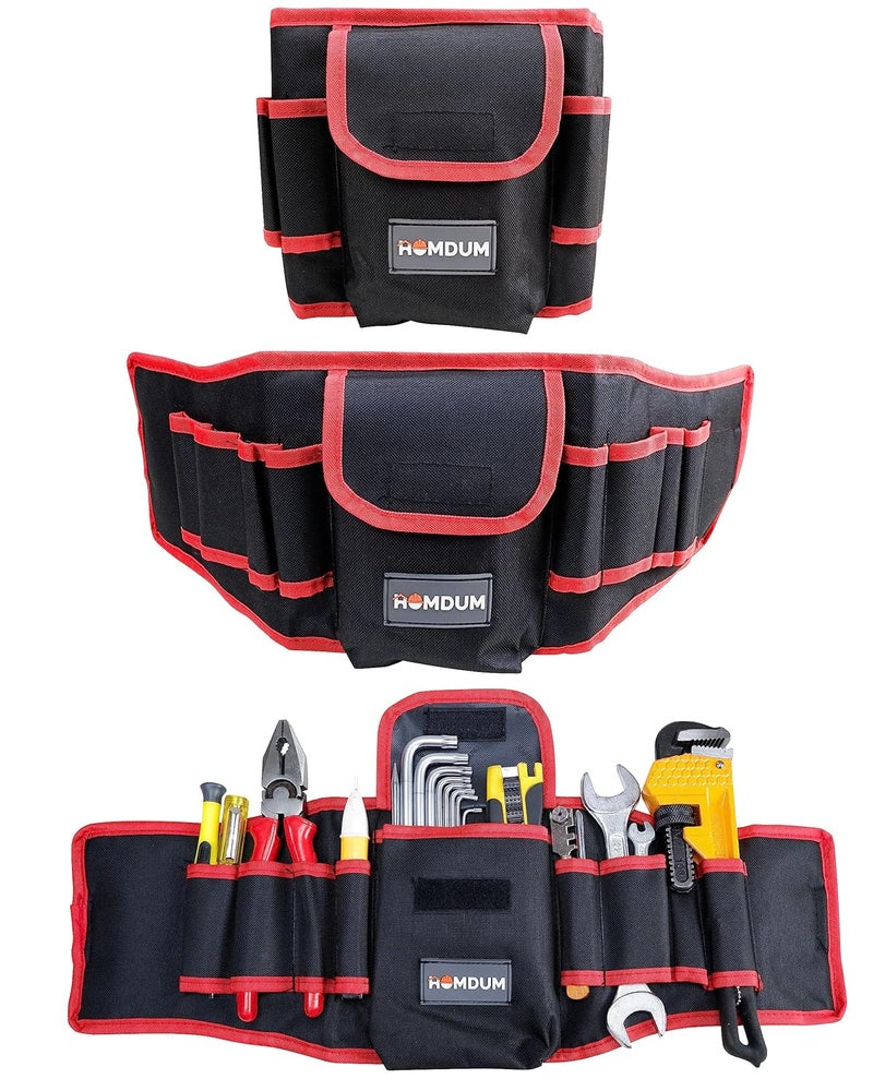 Homdum حزام أدوات بطول 20 بوصة متين متعدد الجيوب لحقيبة تخزين الأدوات القماشية بطول قابل للتعديل 20 بوصة باللون الأسود لحمل يدوي منظم للكهربائيين والفنيين (أصفر/أسود) - Image 5