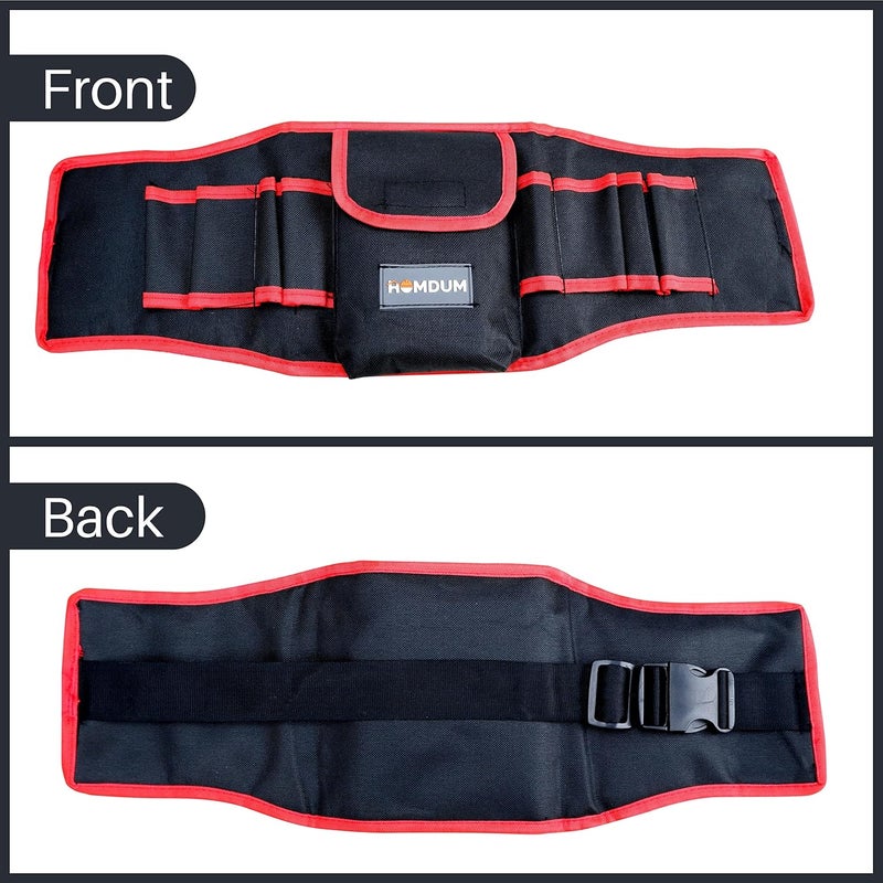 Homdum حزام أدوات بطول 20 بوصة متين متعدد الجيوب لحقيبة تخزين الأدوات القماشية بطول قابل للتعديل 20 بوصة باللون الأسود لحمل يدوي منظم للكهربائيين والفنيين (أصفر/أسود) - Image 4