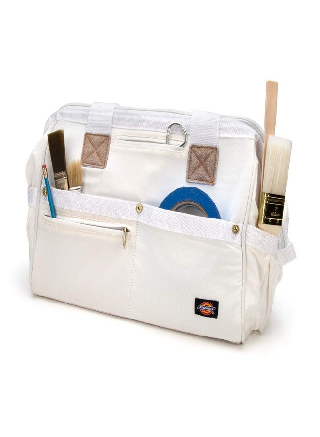 Dickies 16-Inch Durable Canvas Work Bag for Painters, Carpenters, and Builders, Heavy-Duty Zipper, Reinforced Handles, Exterior Pockets, White - Image 3