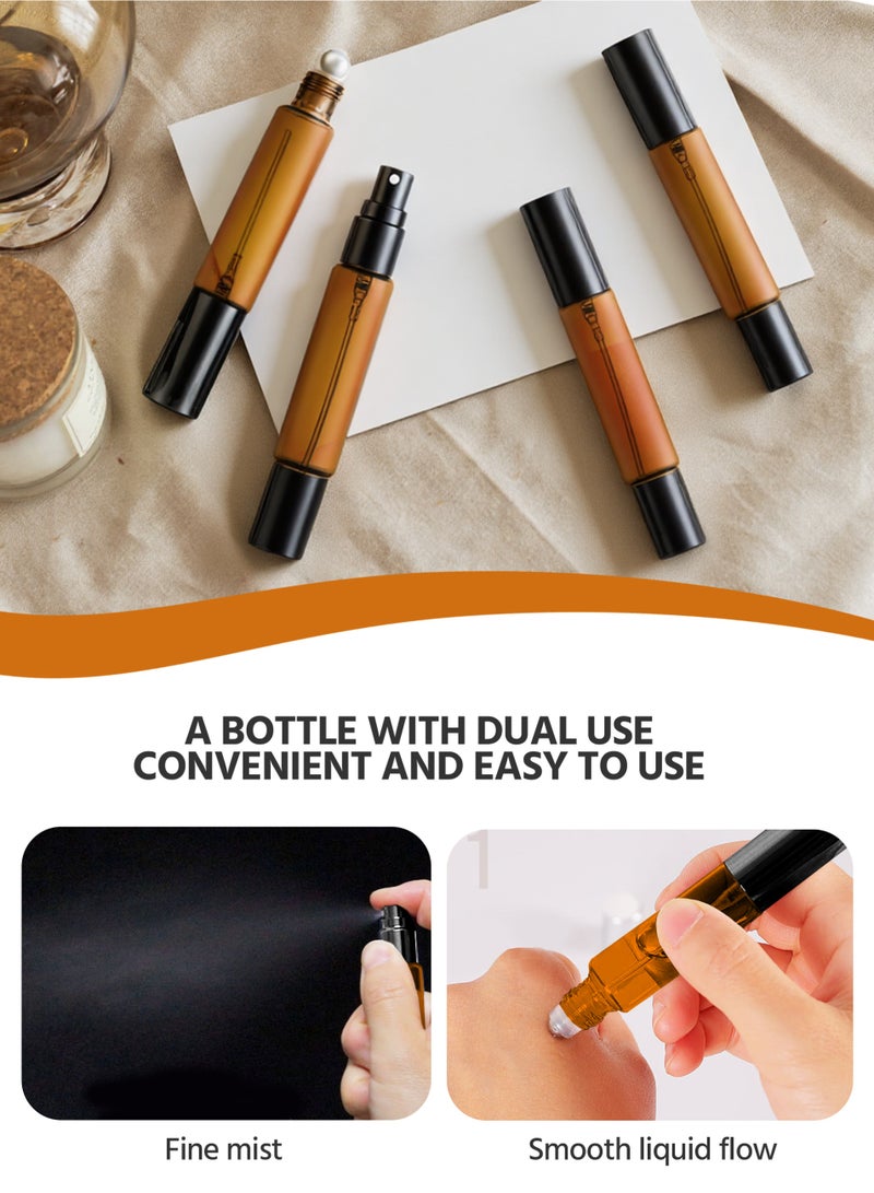 4-Pack Dual-Head Travel Perfume Bottle, Light-Blocking Glass Bottles, with Light-Blocking Effect, Brown Bottles with Black Caps - Image 2