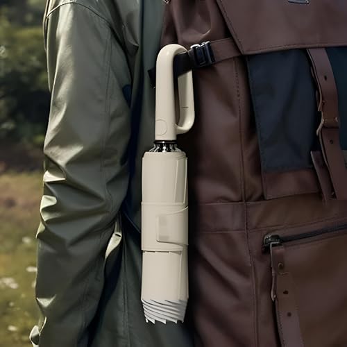 Contacts Ring Buckle Umbrella 2025 – Two Folding Travel Umbrella, Windproof, Automatic Open/Close, Compact for Rain & Sun (Beige) - Image 5