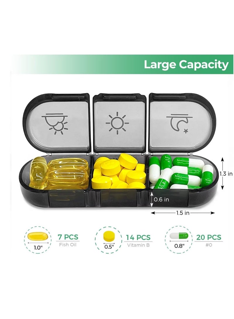 Daily Pill Box Organizer 3 Times a Day, Portable 7 Days Travel Medicine Case with 21 Compartments, Large Weekly Pill Case, Pill Dispenser Container to Hold Vitamin, Medicine, Fish Oil, Supplements, Black - Image 2