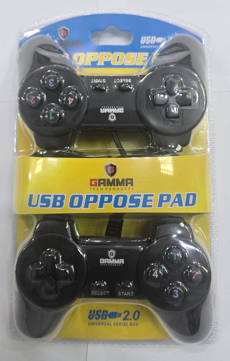 Gamma Dual USB Wired Gaming Controllers for PC & Laptop, Single Cable 2-Player, Black, 2 Pack with Single Cable Design, - Image 1