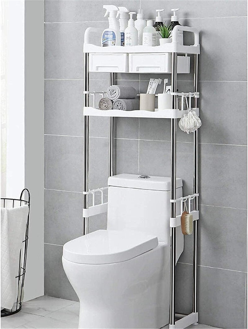 فيرست Over The Toilet Storage Rack Stand 2 Tier Shelf Toilet Washing Machine Shelf Bathroom Space Saving Organizer Shelf - Image 1