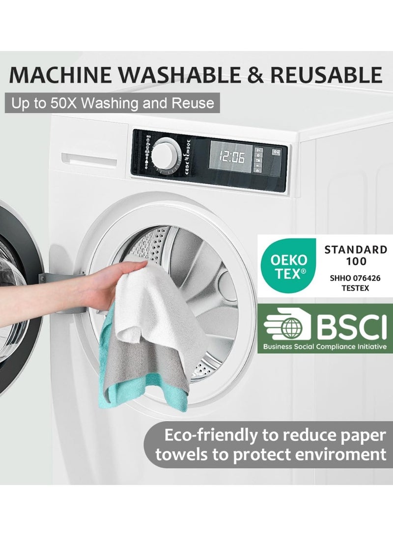 UPSTAR UPSTAR Microfiber Cleaning Cloth, Reusable Paper Towels Rolls, Cleaning Rags for Washing Dishes, Kitchen,Bathroom, 12x12 inch,50 Packs/Roll, White - Image 2