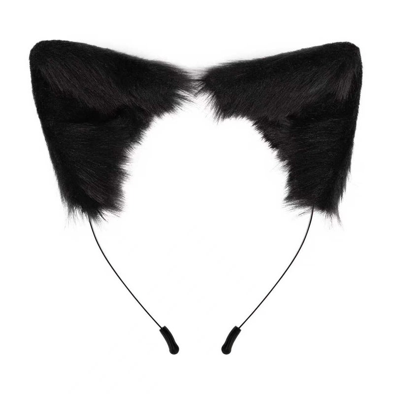 SMILETERNITY Handmade Fox Wolf Cat Ears Headwear Costume Accessories for Halloween Christmas Party Black - Image 2