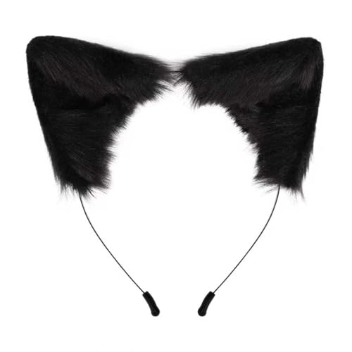 SMILETERNITY Handmade Fox Wolf Cat Ears Headwear Costume Accessories for Halloween Christmas Party Black - Image 1