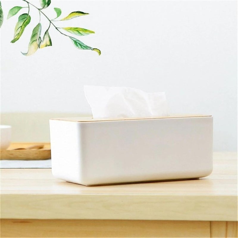 CLICKSY CLICKSY Wood Tissue Box Cover for Disposable Paper Facial Tissues, Wooden Rectangular Tissue Box Holder for Storage on Bathroom Vanity, Countertop, Bedroom Dresser, Night Stand, Desk  - Image 1