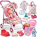 YIYBM Baby Doll Stroller Set Toys for Girls Toddlers 35 46 GiftsBaby Doll Set with 125 inch Doll1 Baby Dining Chair20 PCS Baby Doll Accessories and 2 Sets Doll Clothes for Realistic Pretend Play - Image 2