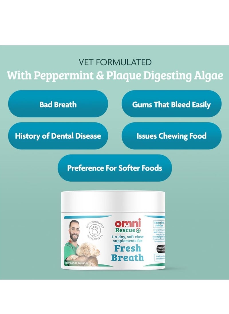 Omni - Dog Breath Freshener Supplement One a Day Peppermint Dog Chew Supplements for Dogs with Natural Dog Plaque Remover Dog Dental Care aiding Fresh Breath for Dogs 30 Servings Small Dog  0 to 15 Kg - Image 1