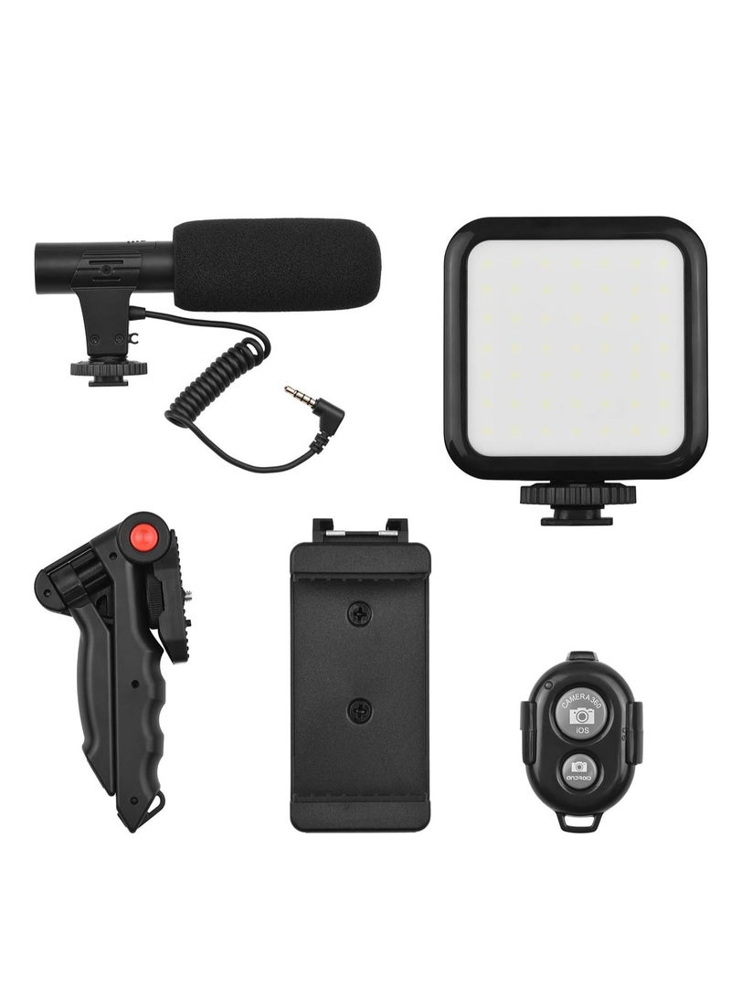 ELTRAZONE Phone Vlog Video Kit with Table Tripod Phone Holder with Cold Shoe Microphone LED Video Light Remote Shutter  - Image 4