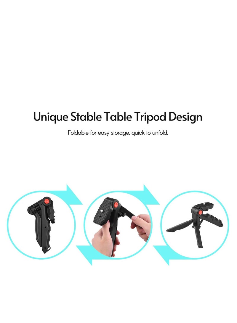 Phone Vlog Video Kit with Table Tripod Phone Holder with Cold Shoe Microphone LED Video Light Remote Shutter